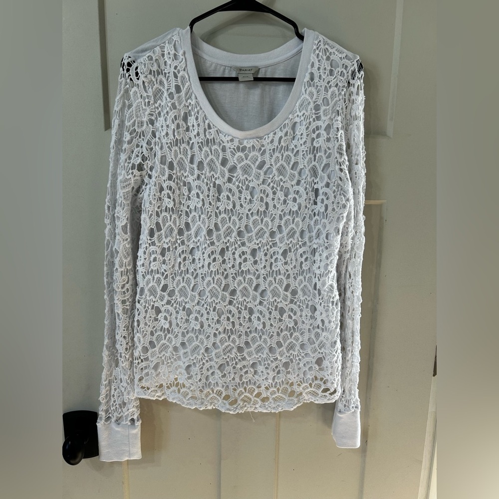 Ariat White Lace Blouse long sleeve lined shirt